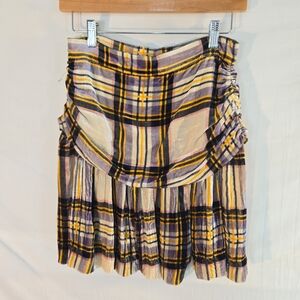 Jourden Women's Size 40 Plaid Velvet Silk-Blend Mini Skirt 26" Waist New